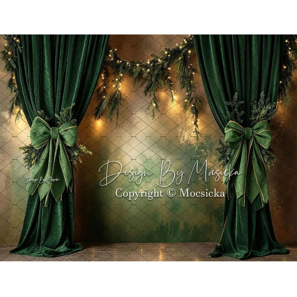 Mocsicka Christmas Arch Curtain Backdrop Photography Greenery Xmas Tree Boho Background Winter Holiday Baby Family Photo Studio