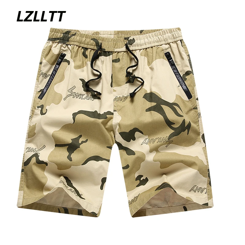 

2023 Summer Men Camouflage Cargo Shorts Mens Fashion Cotton Khaki Shorts Elastic Waist Military Shorts Men Joggers Shorts Male