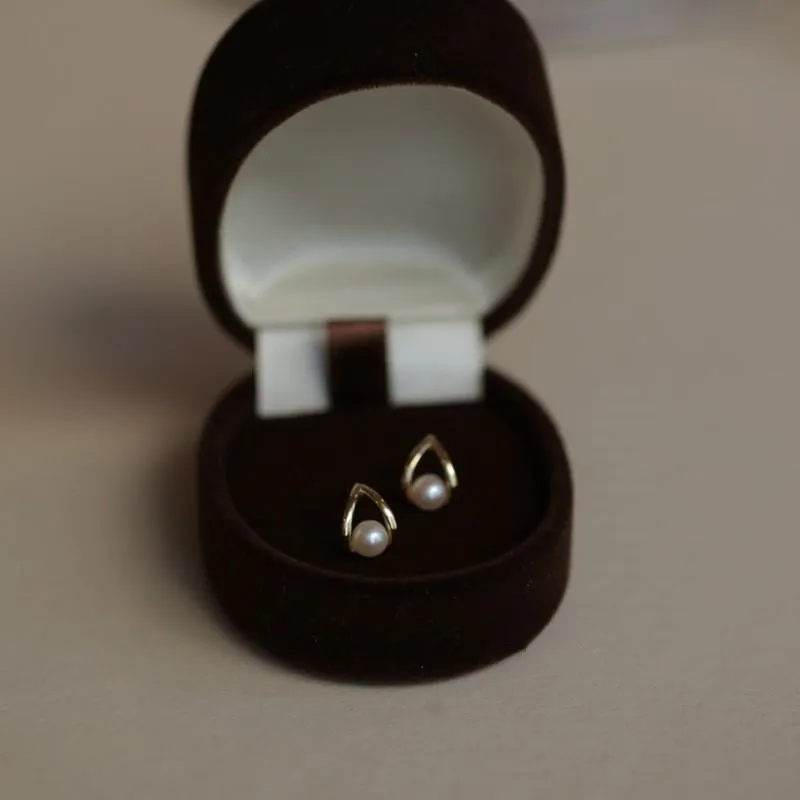 Simple Temperament INS Pearl Geometric Stud Earrings for Women 925 Sterling Silver 14k Gold Plated Jewelry Gift