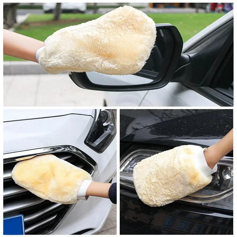 1-10pcs Microfiber Car Wash Gloves Soft Wool Plush Car Cleaning Mitt Double-faced Glove Car Wash Car Detailing Cleaning Tool