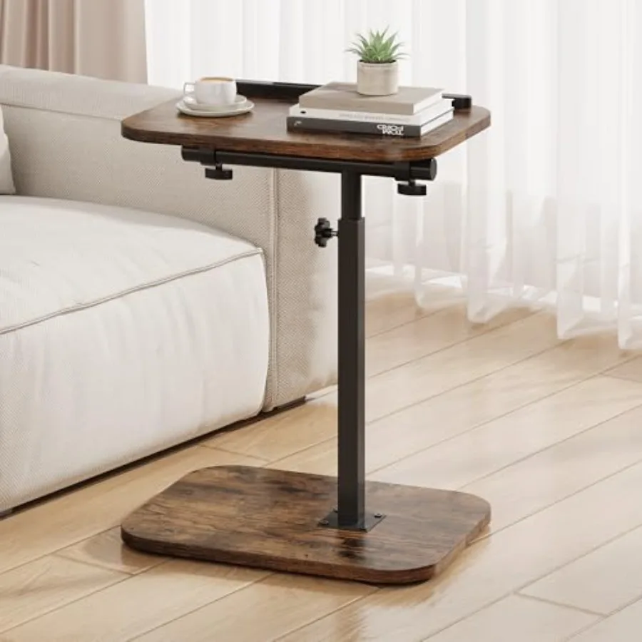 

Приставной столик для телевизора C-образной формы с регулируемой высотой 17,7-31,5 дюймов, откидной столик для закусок с поворотом на 360° и наклоном на 180° для дивана