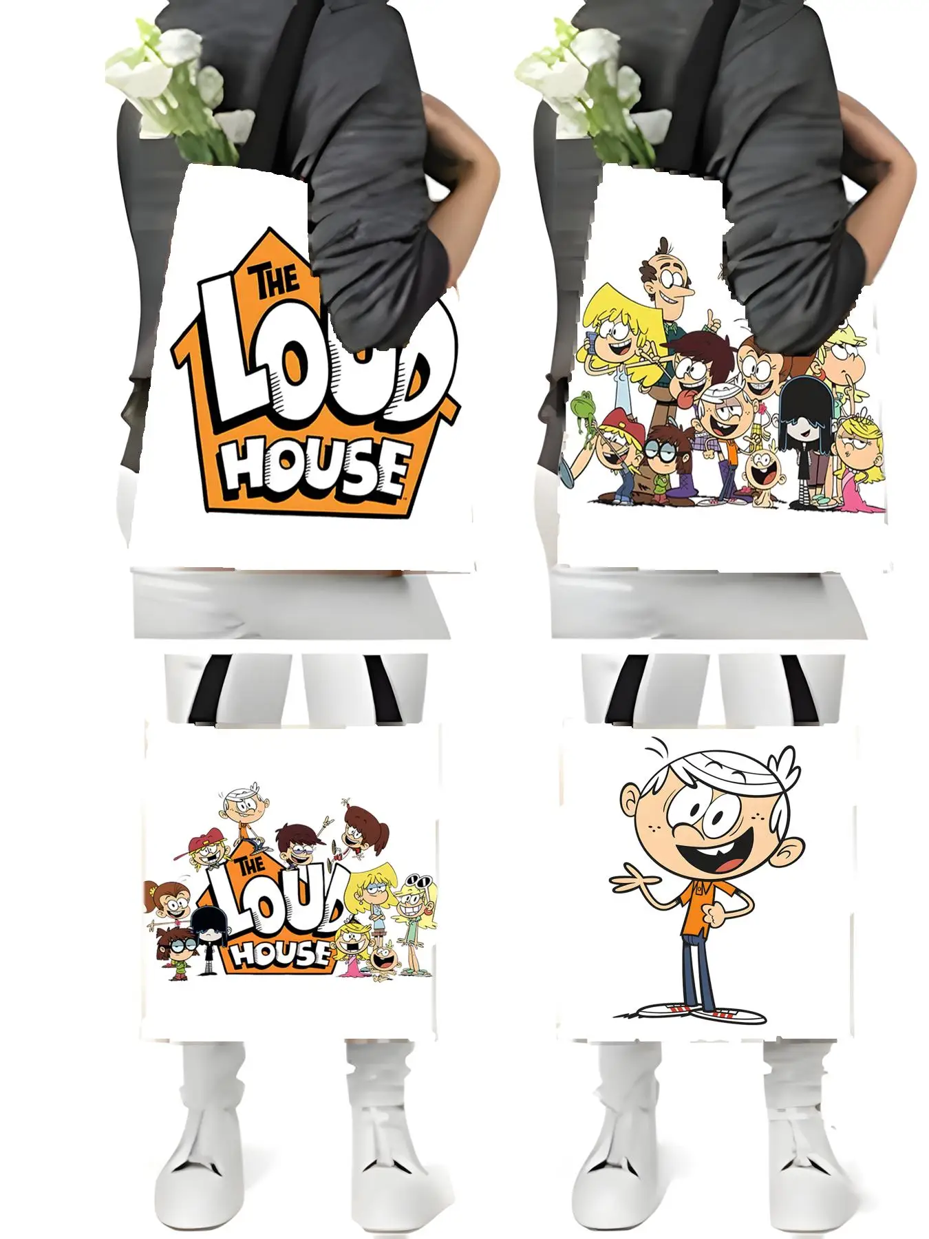 

Сумки для хранения The Loud H-H-House, двусторонняя холщовая сумка-тоут, многоразовая складная сумка для покупок и путешествий большой вместимости