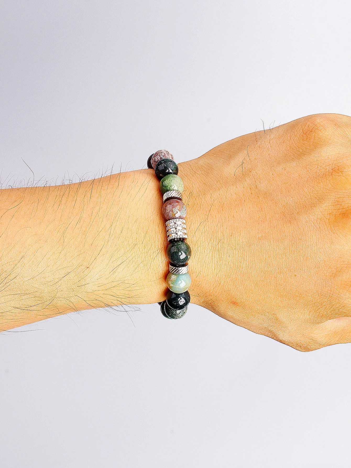 10 مللي متر العقيق الهندي الخرز سوار الفولاذ المقاوم للصدأ خرزة مباعدة اسطوانة الخرز للطاقة الإيجابية شفاء وحماية مجوهرات جديد #2