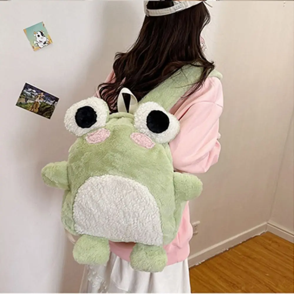 Sac à dos grenouille de dessin animé 3D en peluche pour enfants, sac d'école Kawaii Y2K, sac initié animal portable, grande capacité, mode