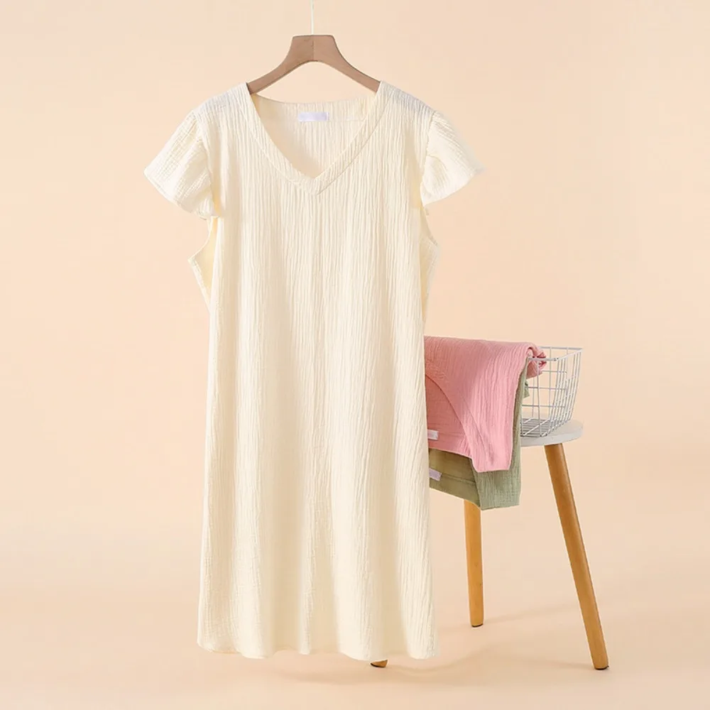 Thin Women's Nightgowns for Sleeping One Piece Pajamas Dress Sleepwear Nightdress New Summer Gauze Cotton Night Dress for Woman