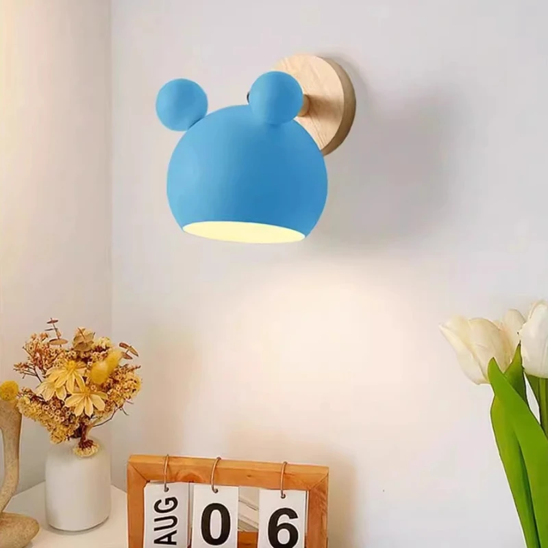 Modern Designer Wall Lamps Originality Mickey Mouse Design LED Wall Light Bedroom Bedside Table Study Restaurant Home Decor Lamp