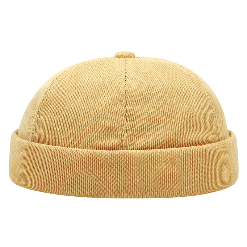 2024 New Fashion Casual Solid Color Corduroy Minimalist Solid Color Unisex Brimless Hat Autumn and Winter Windproof Beanie