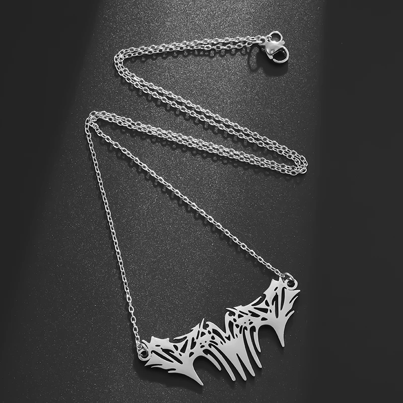 Stainless Steel Thorn Devil Face Pendant Necklace Men and Women Fashion Personality Punk Trend Alternative Jewelry