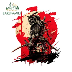 EARLFAMILY 13cm for Warrior Samurai Ink Style Red Car Stickers Occlusion Scratch Car Accessories Decals Simple Laptop Decor