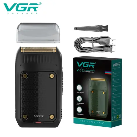 VGR 면도기 단일 블레이드 전기 면도기 강력한 면도기 휴대용 수염 트리머 남성용 V-353 충전식