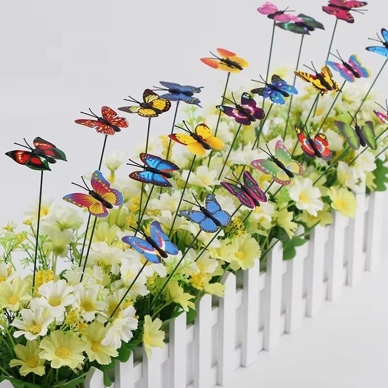 10-60Pcs Simulation Butterfly Colorful Butterfly Stakes Home Garden Yard Plant Flower Pot Multi-Purpose Butterfly Decoration