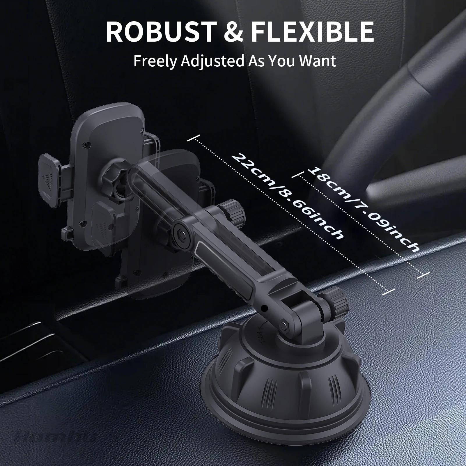 Universal Strong Suction Cup Phone Mount Windshield Dashboard Desktop Wall Mounted Flexible Rotation Angle Stable Holder Base