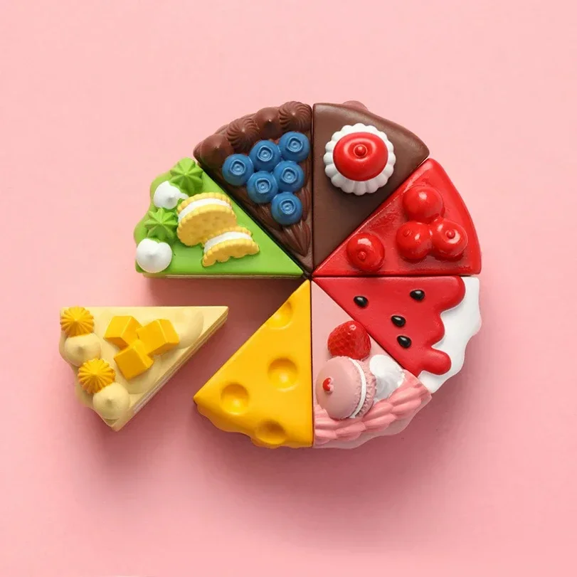 Fruit Cake Refrigerator Sticker Simulation Food Toy 3D Decoration Creative Magnetic Sticker Home Decor Xmas Gift