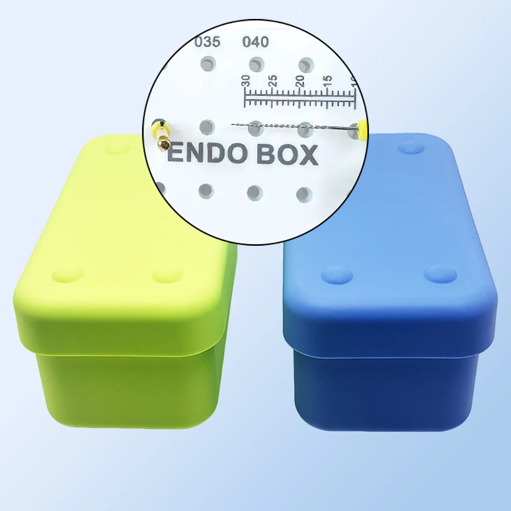 

40 Hole Dental Endo File Holder Box with Measurement Ruler Autoclavable Design for Clinic Sterilization and Tool Organization