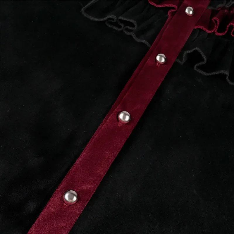 2025 Steampunk Men's Black Shirt Lace Trim Ruched Tailcoat Gothic Vampire Halloween Costume Medieval Victorian Jabot Tunic Top image 5