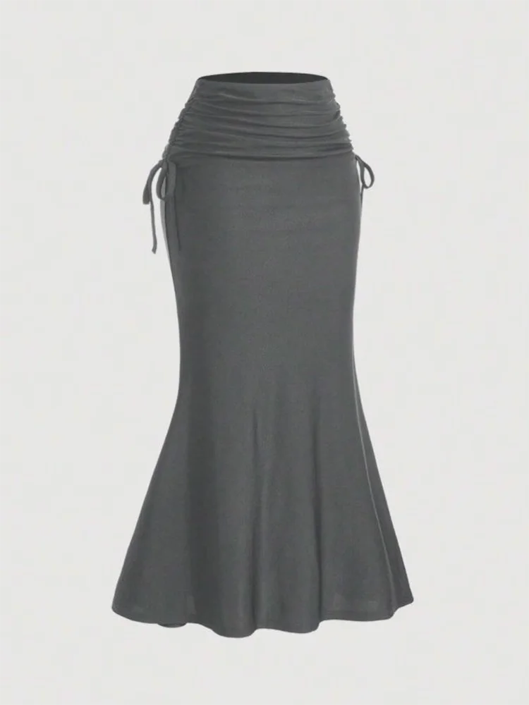 

Элегантная однотонная повседневная простая универсальная облегающая длинная юбка для похудения с завязкой на талии