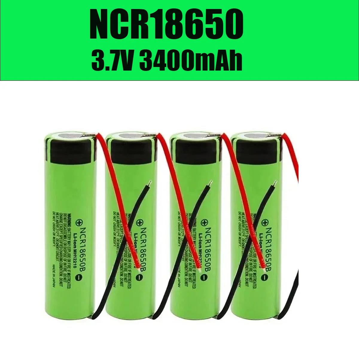 

3.7 V 3400mah 18650 battery ncr18650b battery de litio recargable batería + Panasonic 18650 cable DIY