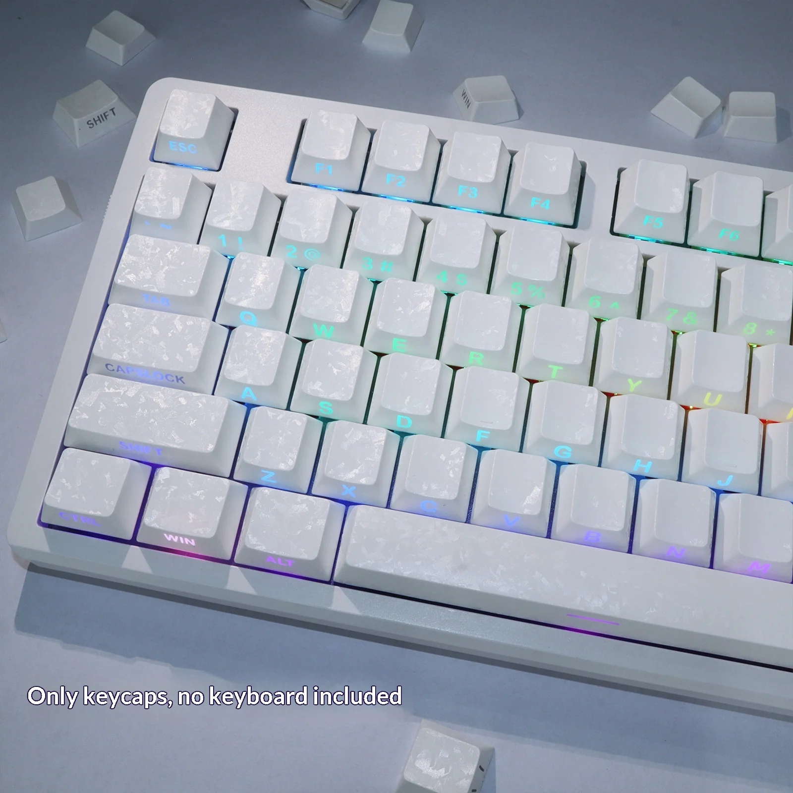 Carbon Fiber Texture Side Printed Shine Through Keycap Set, Forged Carbon Profile OEM Mechanical Keyboard Decor Keycaps Surprise