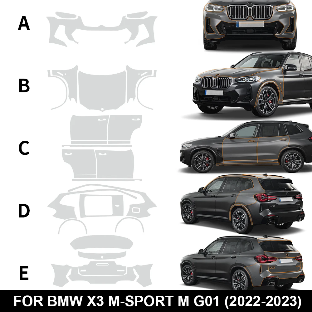 

Precut Paint Protection Film PPF for BMW X3 M-Sport M G01 2022-2023 Body Kit Clear 8.5Mil TPU Transparent Accessories