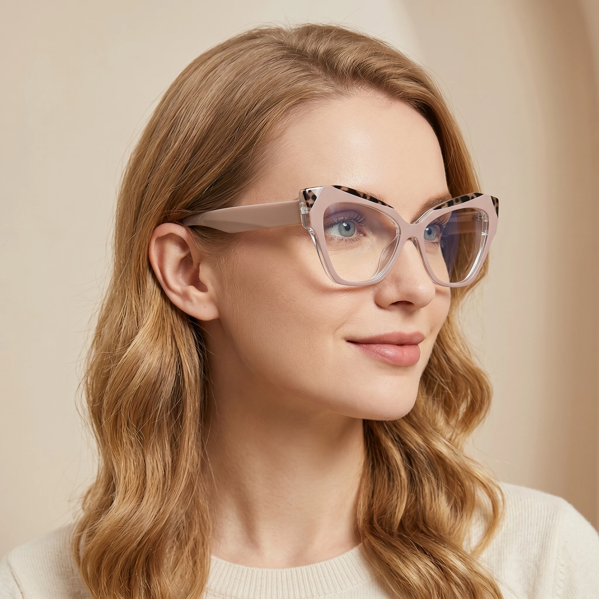 

JMISUS 2026 Trendy Cat Eye Handmade Acetate Progressive Women Glasses Anti-Blue Light Photochromic Square Prescription Eyewear