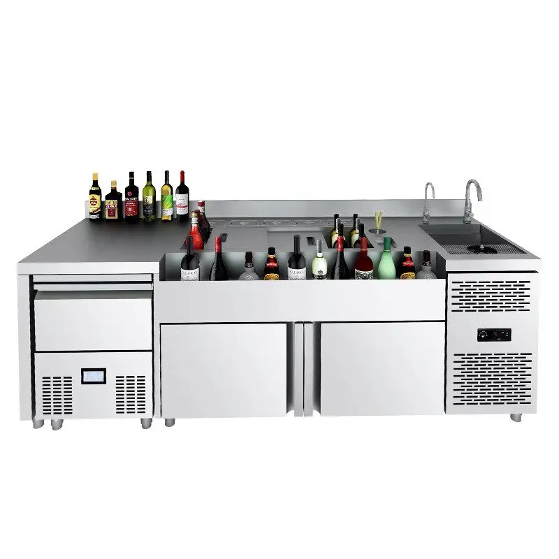 Stainless steel bartending table Water bar Customized bar counter Operation table Bartending table KTV cocktail cabinet