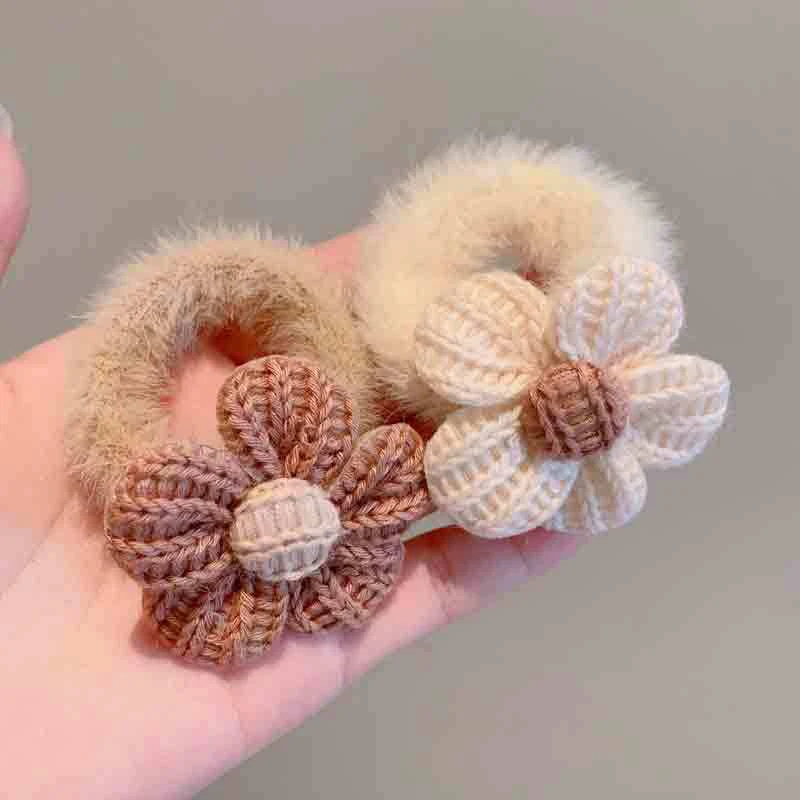 Soft Khaki Flower Rubber Band Hair Rope Scrunchies Rubber Band Ponytail Hair Accessories