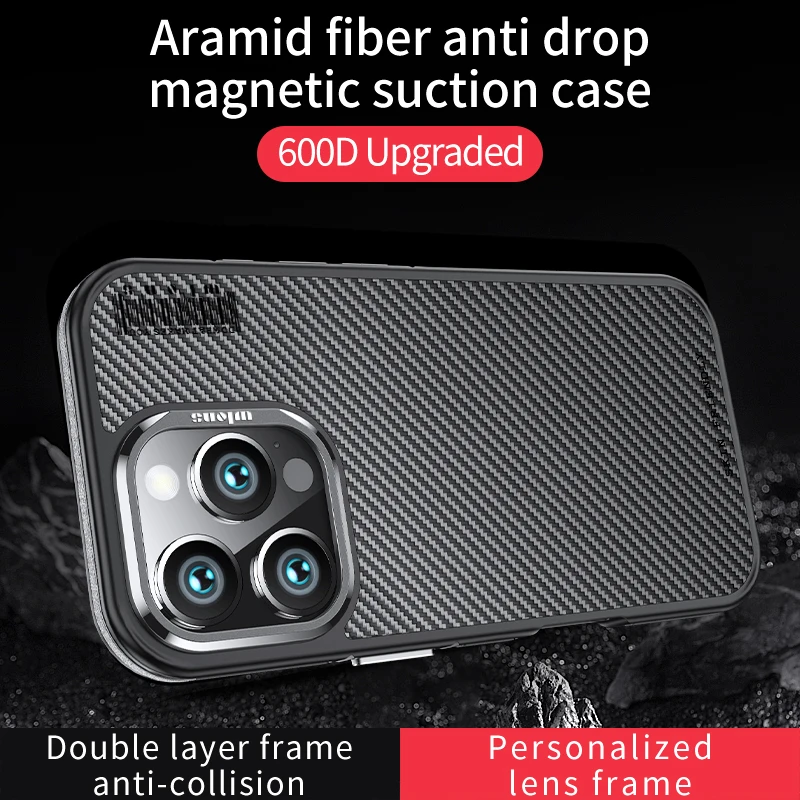 Real 600D Kevlar aramid fiber Phone Case For iPhone 16 15 14 13 Pro Max 16 15 14 Plus magsafe Magnetic wireless charging Cover