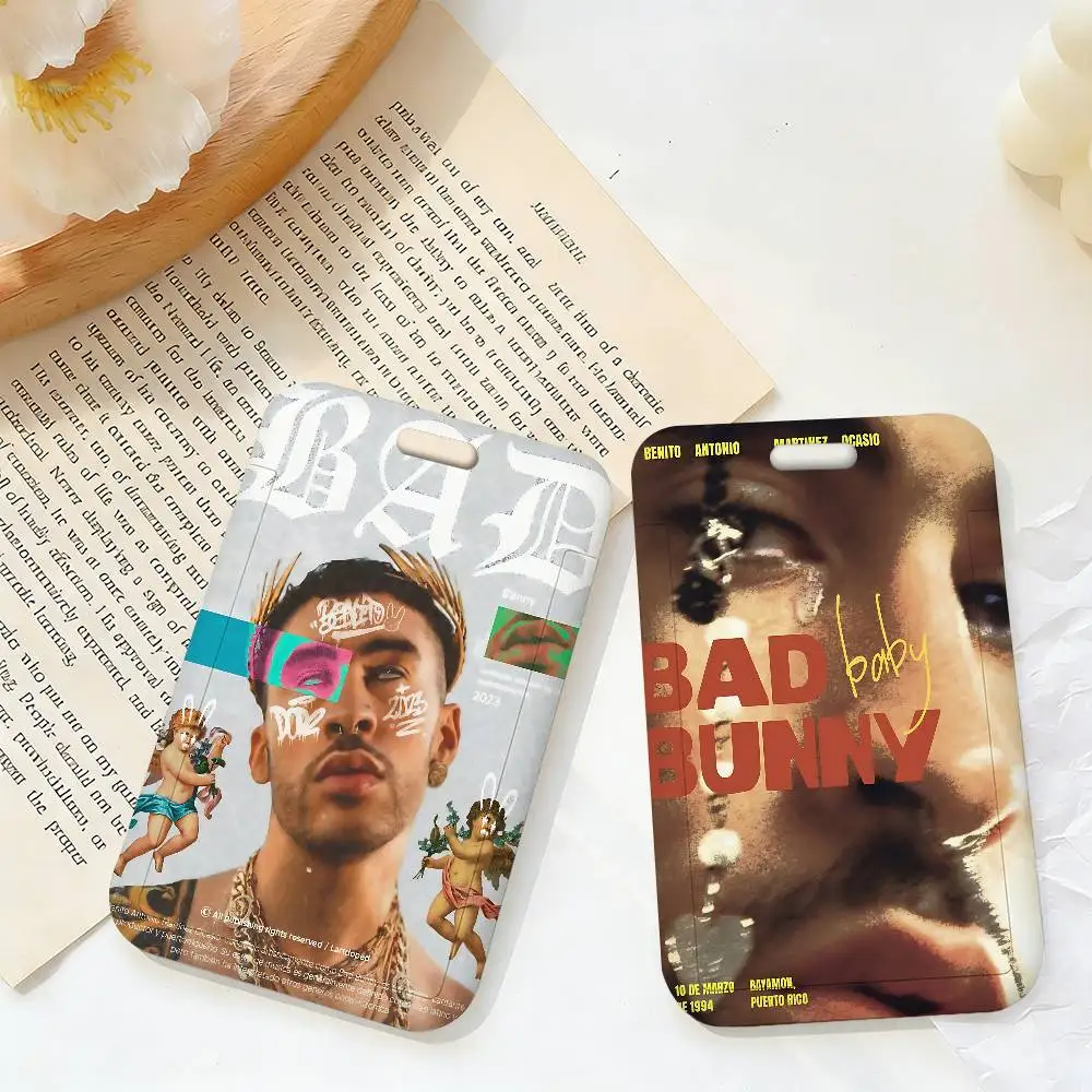 Rapper Singer B-bad Bunny Unisex Card Cover Women Lanyard Work ID Card Holder Business Work Card ID Badge Holder Bags Case
