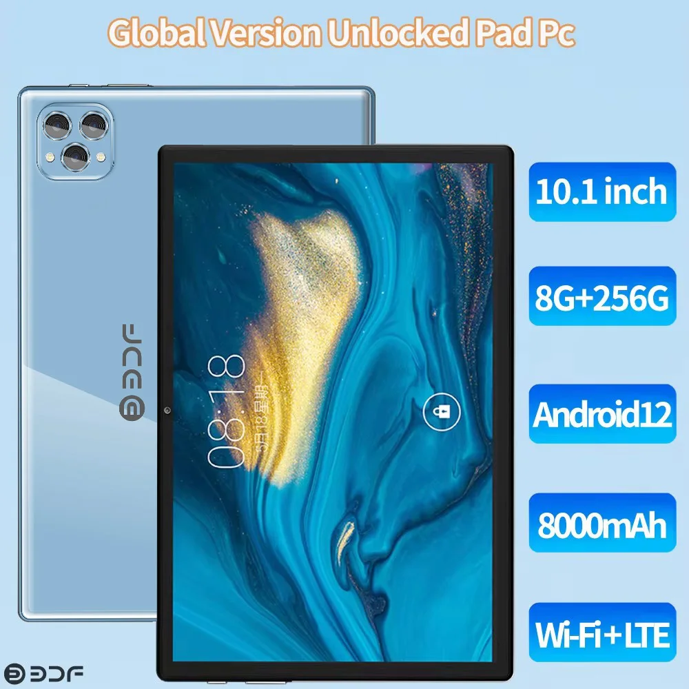 BDF Pro 2024 New 10.1Inch 4G LTE 8GB RAM 256GB ROM Android 12 Tablets Phone Call Dual GPS Bluetooth WiFi Google Tablet PC