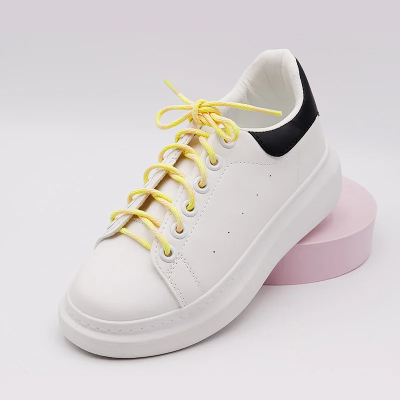 6 Color Stripe Solid Polyester Round Laces 0.4cm Fashion Personalized and Wholesale Custom Laces Casual Sneakers Women 60-200cm