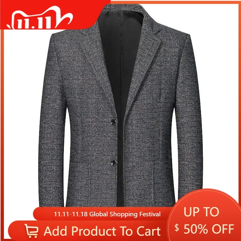 Blazers casuais xadrez slim fit masculinos, jaquetas de roupa formal, casacos masculinos, roupas de negócios, novos, primavera, outono, tamanho 4XL