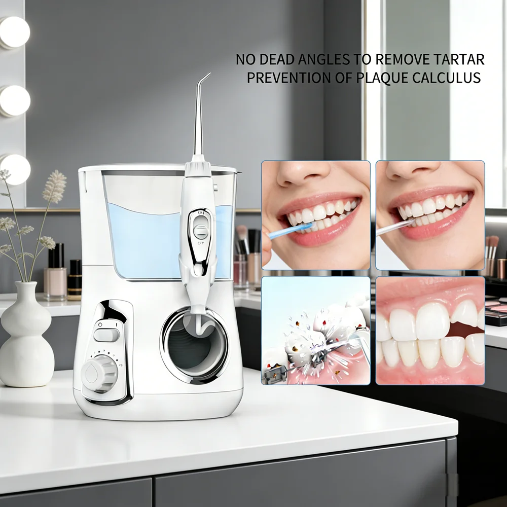 

Ирригатор для полости рта на 800 мл с 10 режимами, 5 насадок, настольный аппарат для глубокой чистки зубов и ухода за деснами