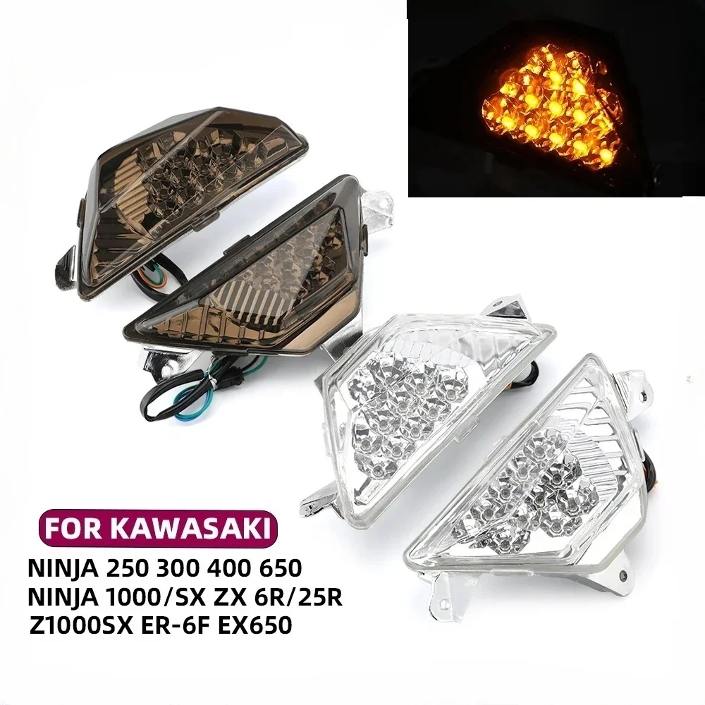 Clignotant LED de moto pour KAWASAKI NINAlban250, 300, 400, 650, 1000, SX, NINAlbanZ1000, ZX6R, ZX25R, ER6F, EX650