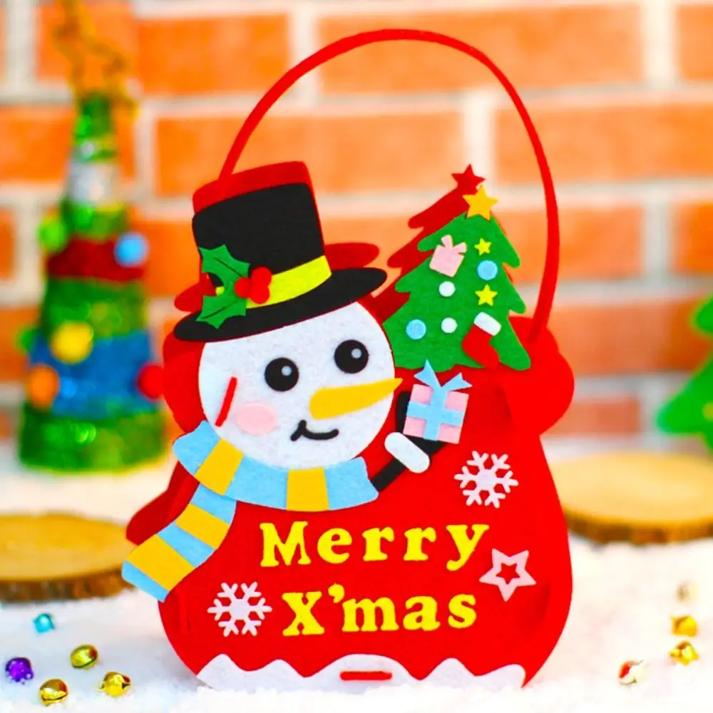 DIY Felt Christmas Tree Bag Kids Toys For Children Kindergarten Crafts Snowman Educational Toys Decoration Best Gifts