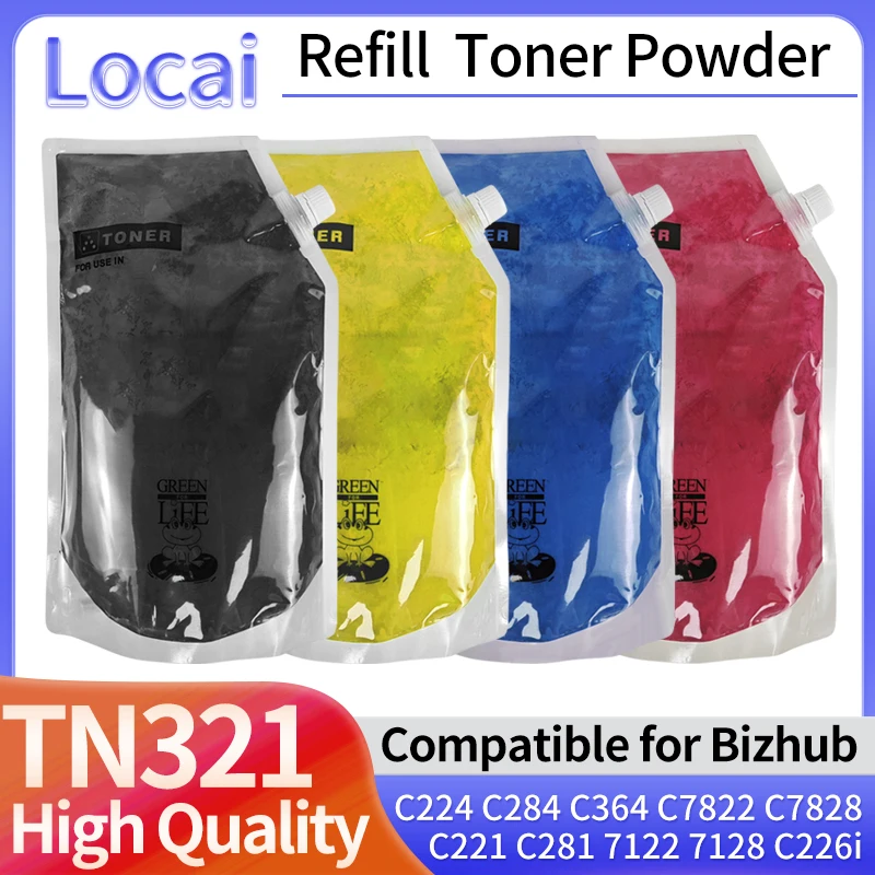 1000g For TN321 Konica Minolta Bizhub C224 C284 C364 C7822 C7828 C221 221S C281 7122 7128 C226i Toner Powder Refill Color Copier