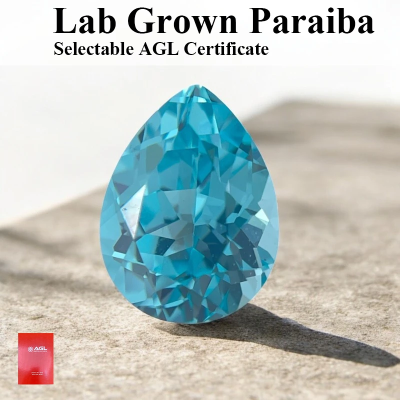 

Pear Cut Lab Grown Paraiba Charm Gemstone For Jewelry Making Inlay Ring Necklace Bracelet Selectable AGL Certificate