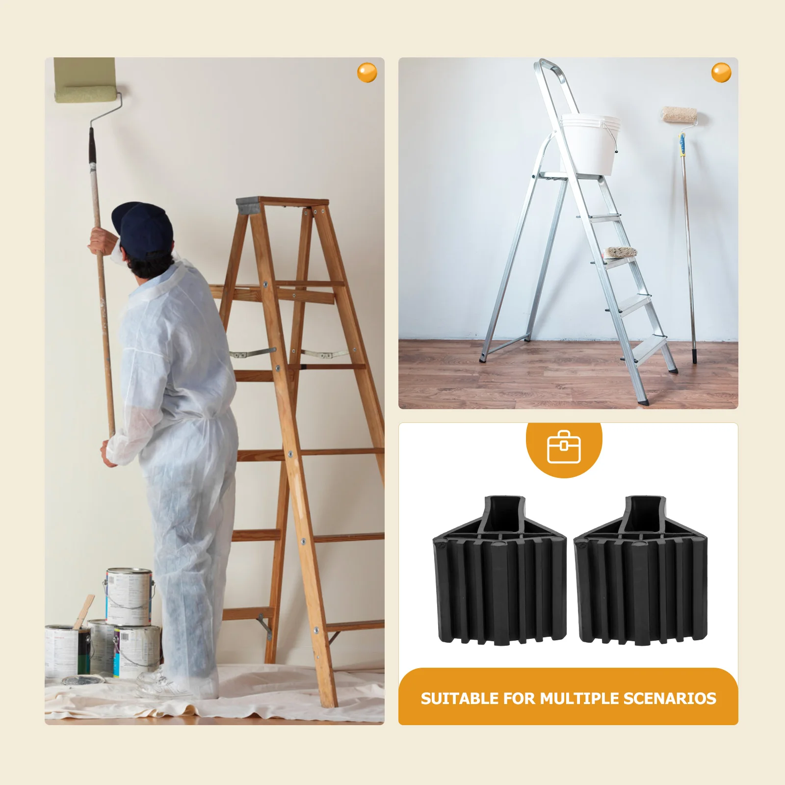 

2Pcs Non slip Ladder Feet Durable Foldable Stopper Rubber Boots Telescopic Ladder Foot Cover Leg Caps Home Supplies Construction