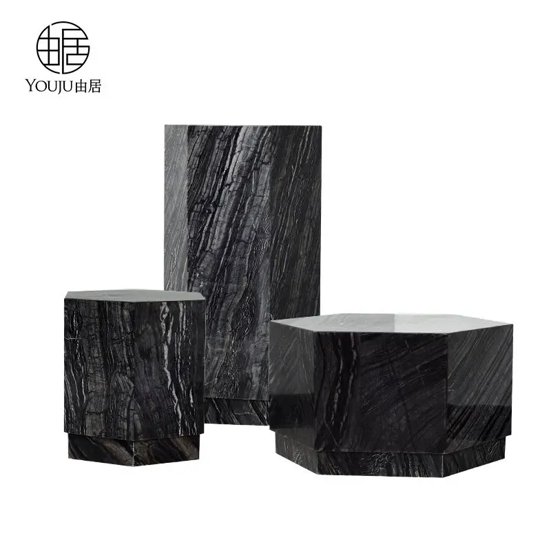 Yjq hexagonal marble sculpture table floor-to-ceiling hotel sales office decoration ornament
