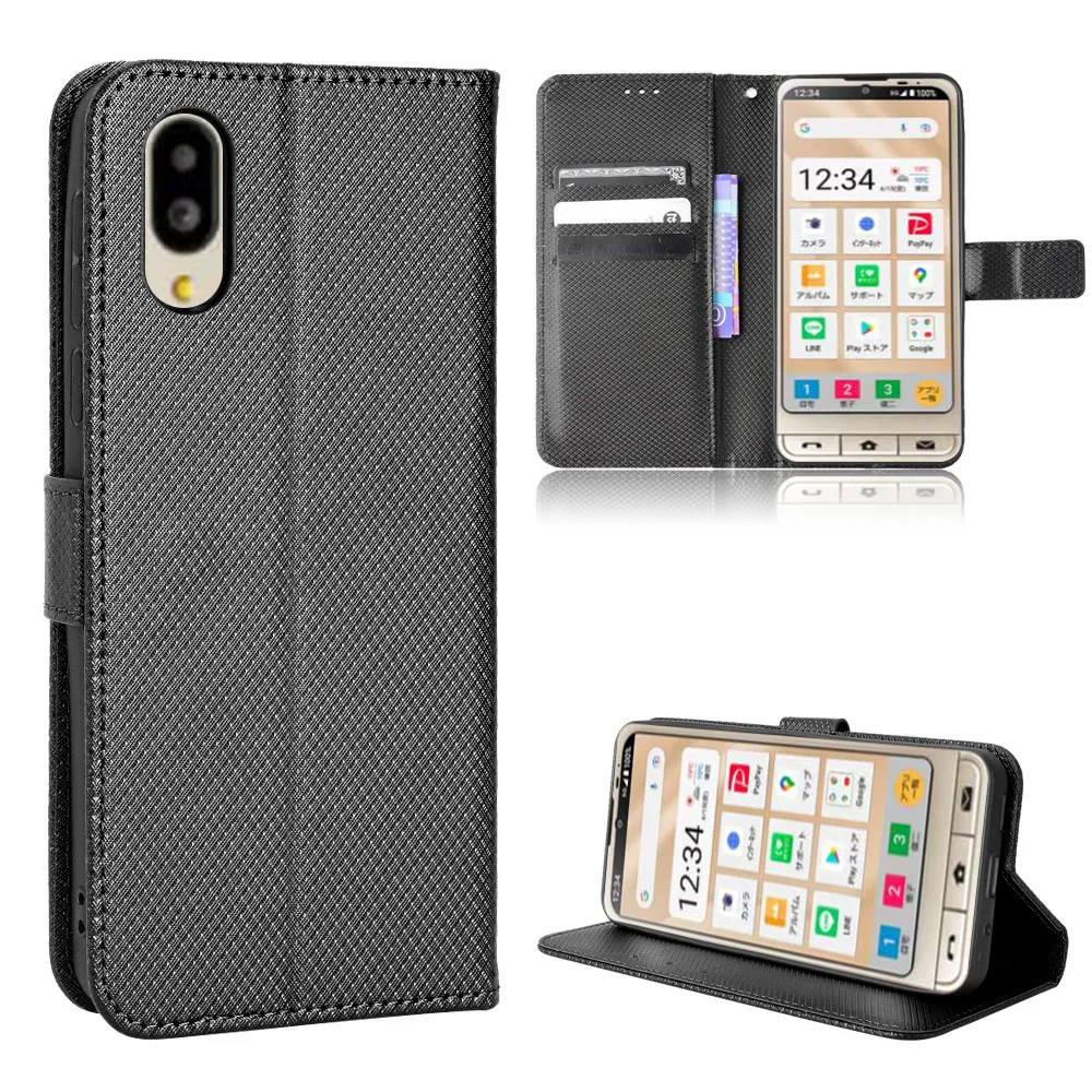 For Sharp Simple Sumaho 6 Case Luxury Flip Diamond Pattern Skin PU Leather Wallet Stand Case For Sharp Simple Sumaho6 Phone Bag