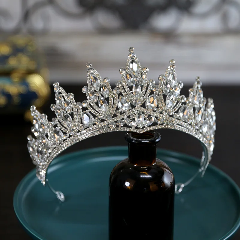 DIEZI Baroque Luxury Korean Crystal Tiara Crown For Women Girls Princess Wedding Dress Crown Bridal Hair Party Accessories