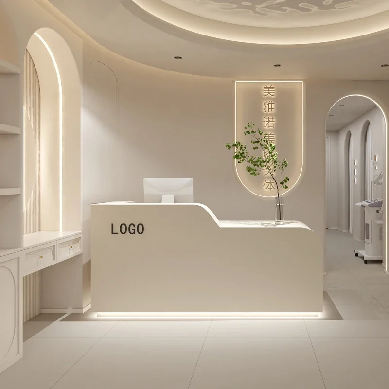 

Simple shop Small beauty salon Light luxury front desk Reception desk Women's clothing counter Simple modern checkout page