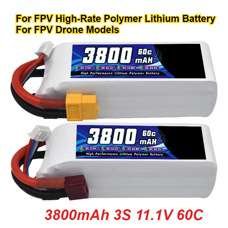 

High-Quality 3800mAh 3S 11.1V 60C Rechargeable Battery for FPV High-Rate Polymer Lithium Battery for FPV Drone Models