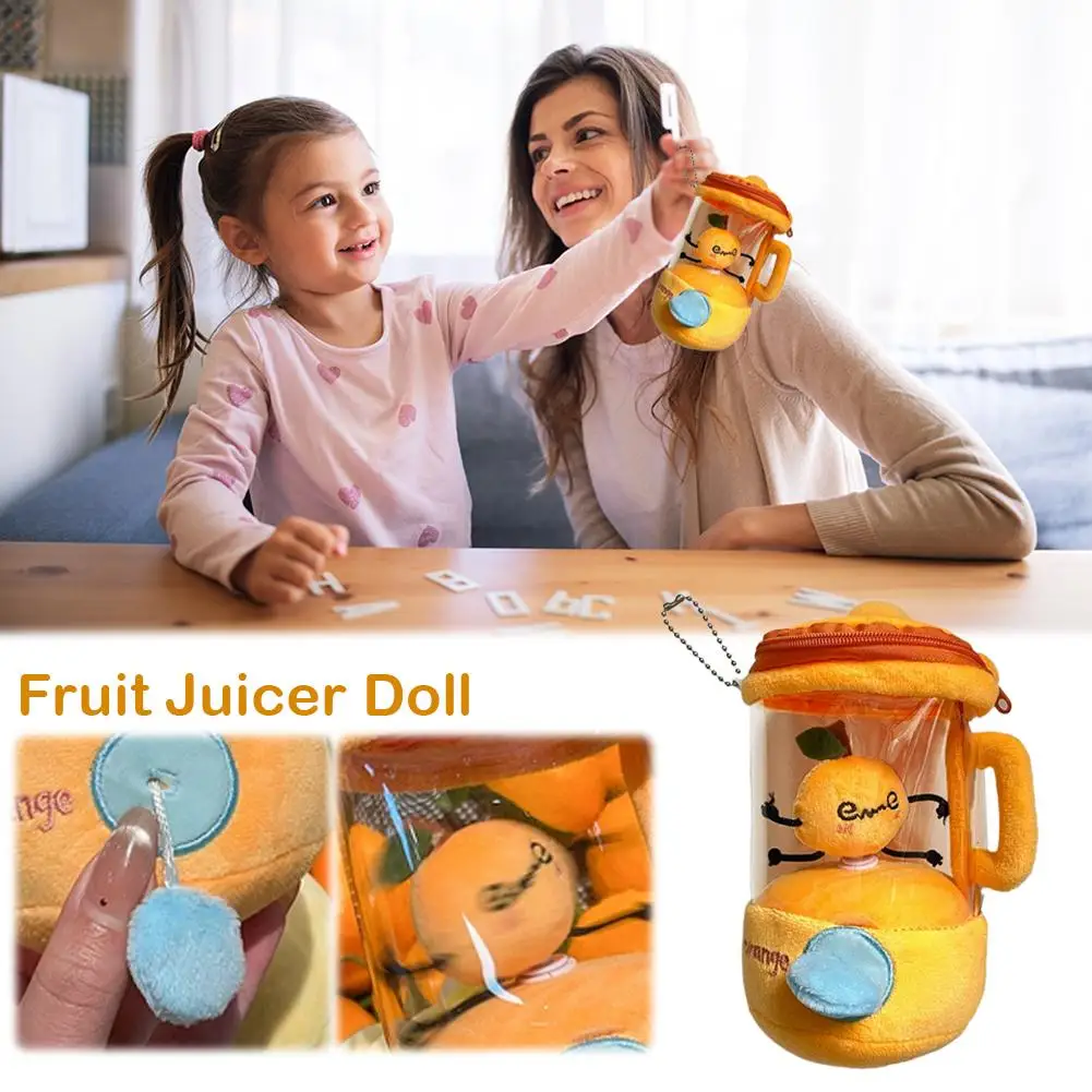 

Rotating Cartoon Fruit Juicer Plush Toy Orange Bag Pendants Blender Toy Drawstring Rotating Plush Keychains
