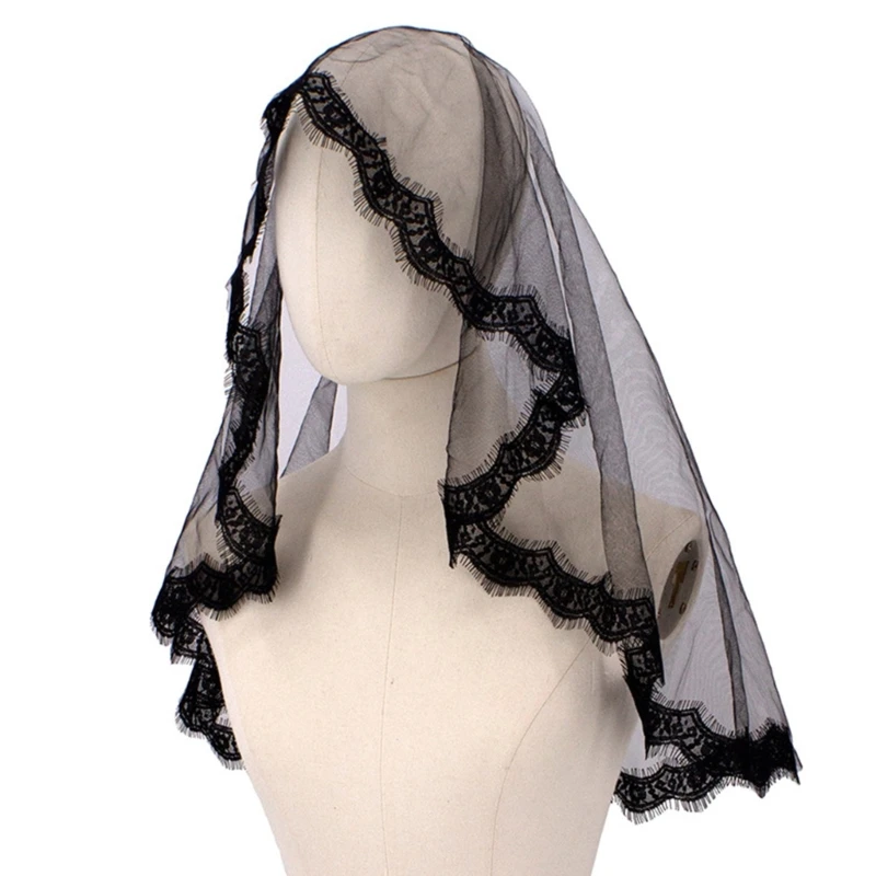 Lace Black Veil Halloween Veil for Masquerades Party Wedding Bridal Veil Themed Gatherings Costume Dropship