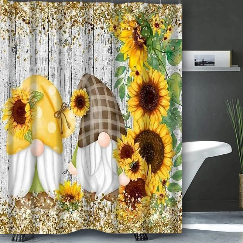 Sunflower Dwarf Bathroom  Shower Curtain Dwarf Waterproof fabric bathroom Curtain With 12 Hooks Sunflower Home Deco Free Ship