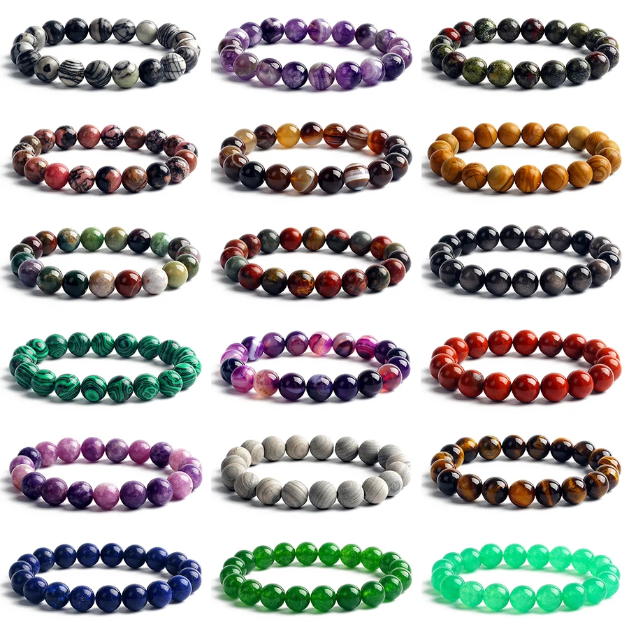 10MM Amethyst Tiger Eye Quartz Agates Bracelets Men Original Chakra Nature Stone Beaded Energy Bracelets for Women Reiki Jewelry