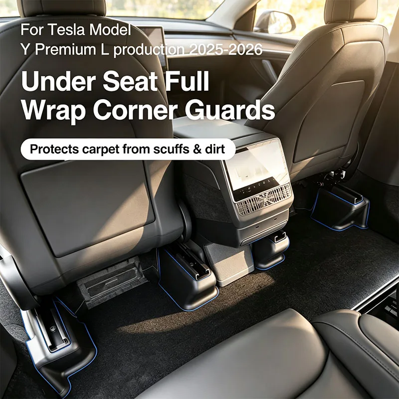 Under Seat Full Wrap Corner Guards for Tesla Model Y 2025-2026 Juniper Premium L, Seat Base Carpet Anti-Scuff Protector