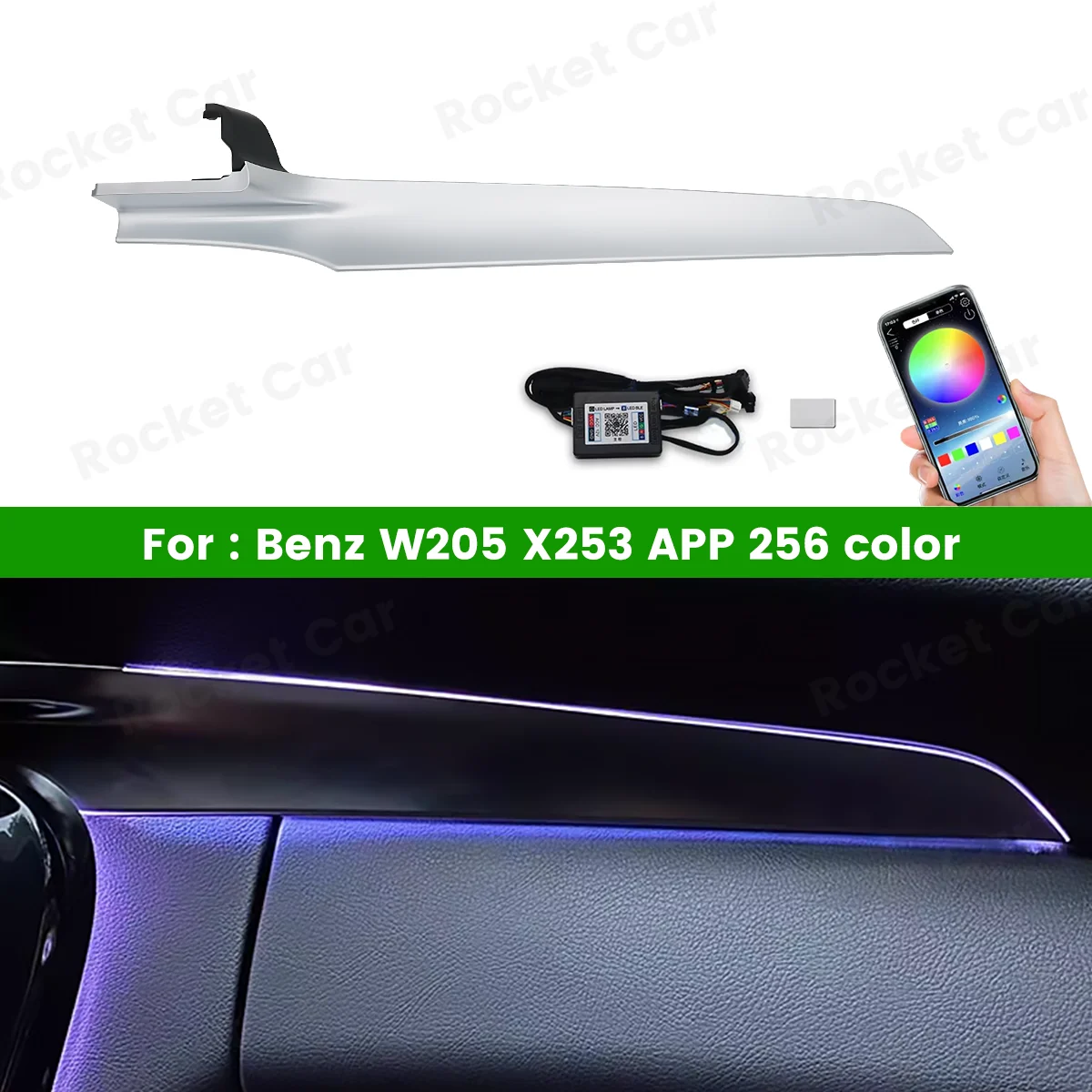 LED 256 Colors APP Controls For Mercedes Benz W205 CLC Coupe C43 C63 Class Car Decorative Light Retrofit Co Pilot Ambient Light