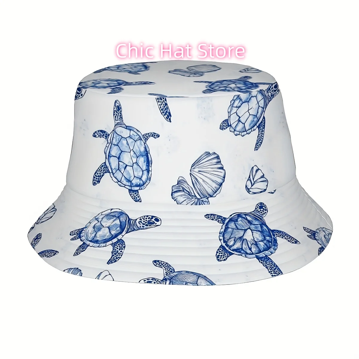 1pc Hawaiian Tropical Sea Turtle_2 Men'S And Women'S All-In-One Full Print Casual Fashion Style Fisherman Hat, Suitable for Outd