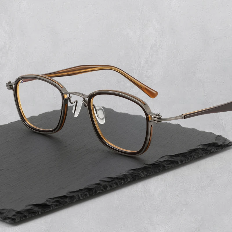 

Top Quality Vintage Titanium Acetate Men's Eyewear Retro Square Full Rim Glasses Frame Women Handmade Trendy Unisex Eyeglasses